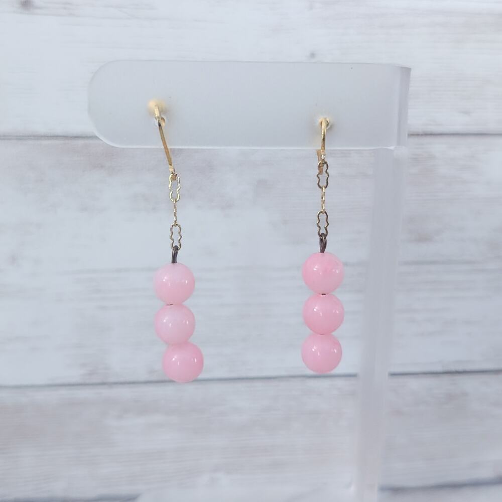 Vintage Screw Back Earrings Pink Trio Dangle